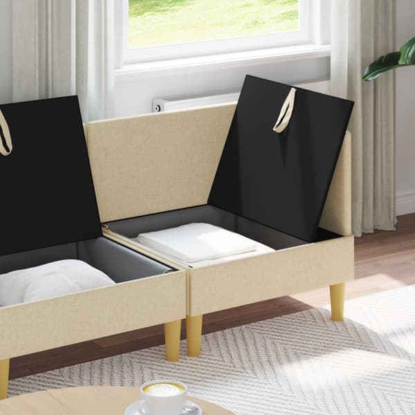 Möbelset för vardagsrummet med kudde 3 pcs Gräddvit Tyg