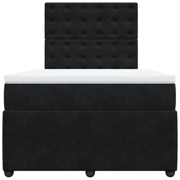Ramsäng med madrass svart 120x190 cm sammet
