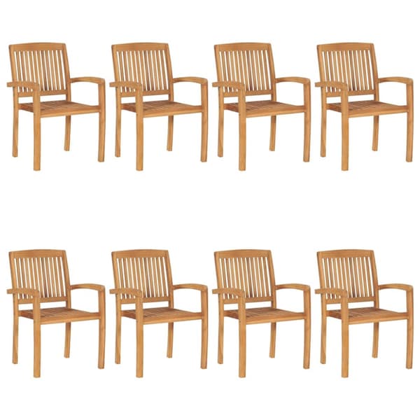 Stapelbara trädgårdsstolar med dynor 8 st massiv teak