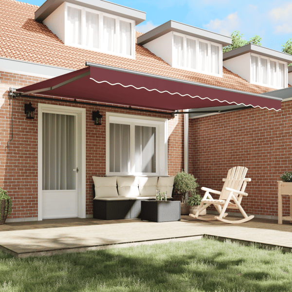 Markisram Vinröd 400 × 300 cm Polyester med PU-beläggning