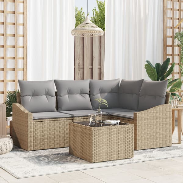 Soffset med kudde 5 pcs Beige konstrotting