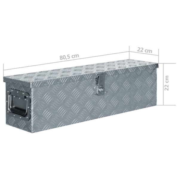 Förvaringslåda aluminium 80,5x22x22 cm silver