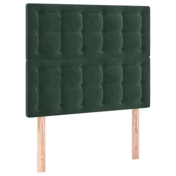 Ramsäng med madrass & LED mörkgrön 80x200 cm sammet