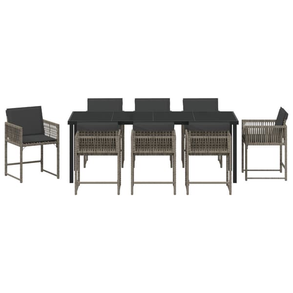 Trädgårdsmöbelset 9 pcs Grå konstrotting