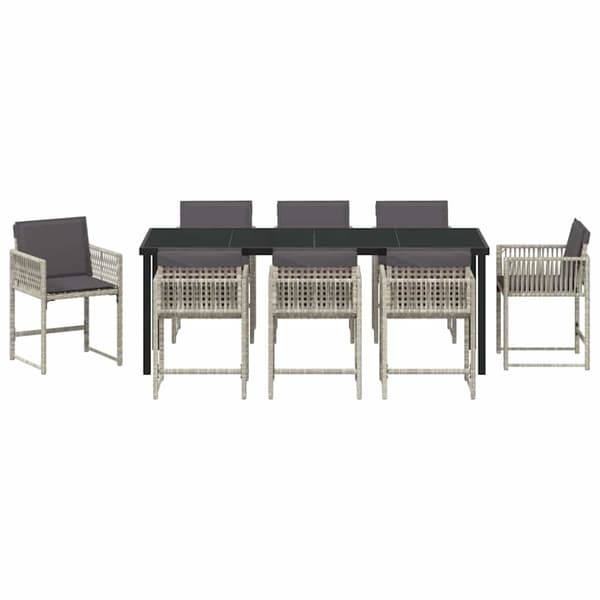 Trädgårdsmöbelset 9 pcs Ljusgrå konstrotting