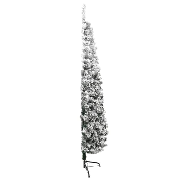 Smal halv plastgran med snö 210 cm