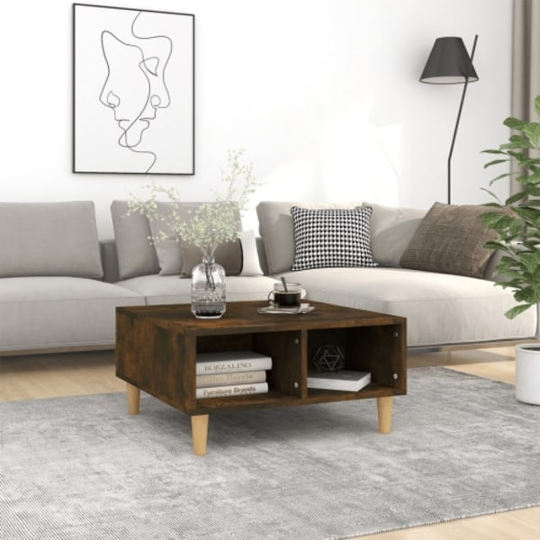 Soffbord rökfärgad ek 60x60x30 cm konstruerat trä