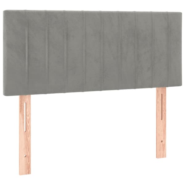 Ramsäng med madrass ljusgrå 90x190 cm sammet