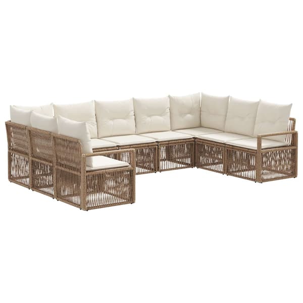 Trädgårdsoffset 9 pcs Beige konstrotting