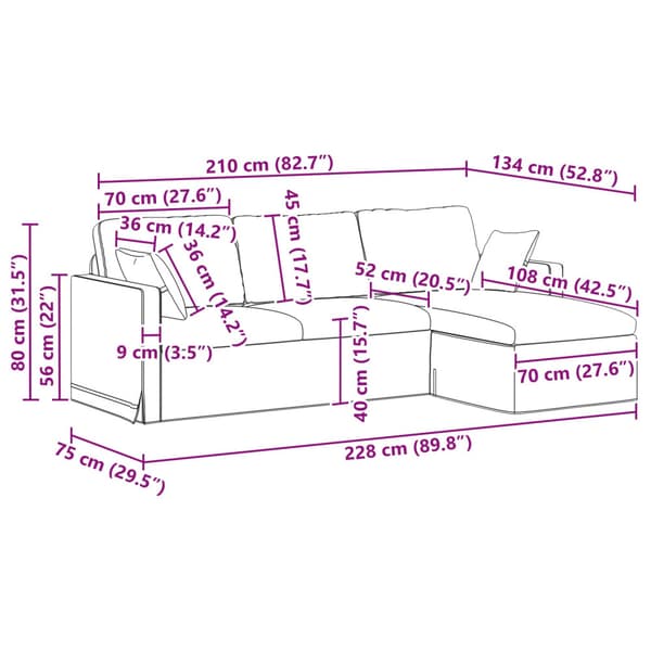 Soffa Rosa 228 x 134 x 80 cm Sammet
