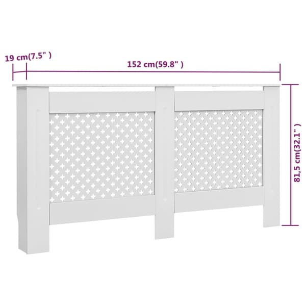 Elementskydd vit 152x19x81,5 cm MDF