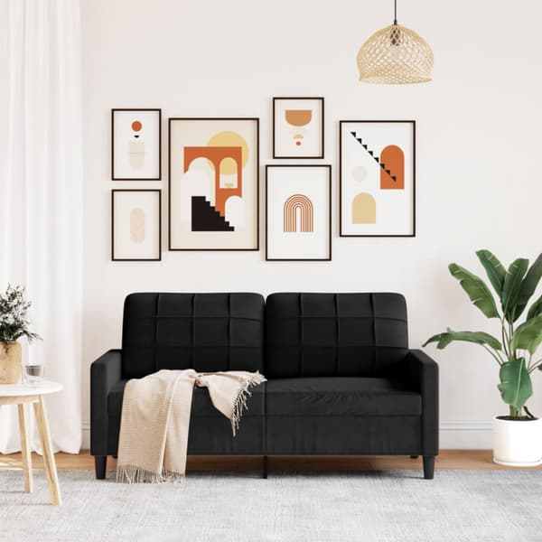 Soffa 2-sits svart 140 cm sammet