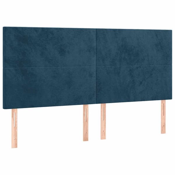 Ramsäng med madrass mörkblå 180x200 cm sammet
