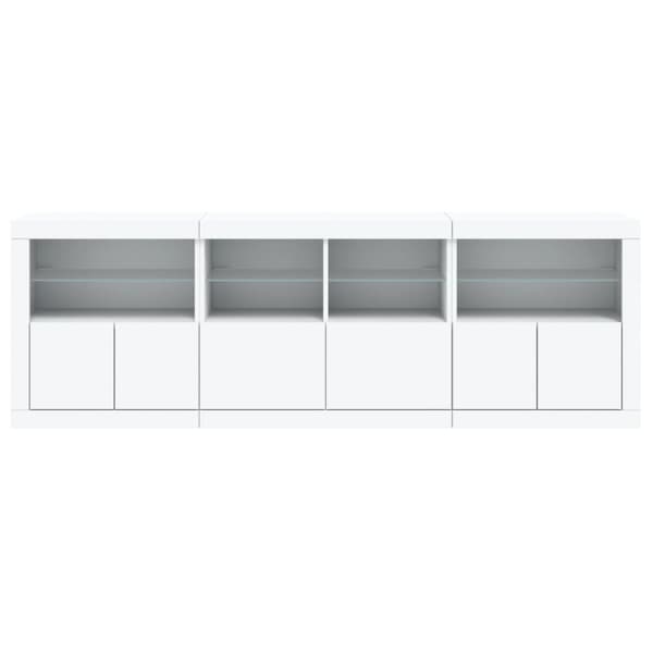 Skänk med LED-belysning vit 202x37x67 cm