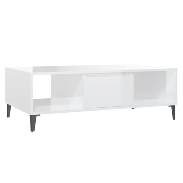 Soffbord vit högglans 103,5x60x35 cm konstruerat trä