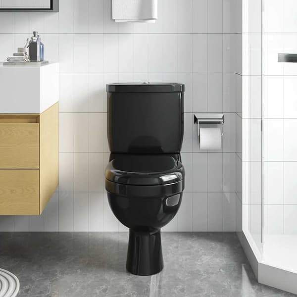 Toalettstol med cistern svart