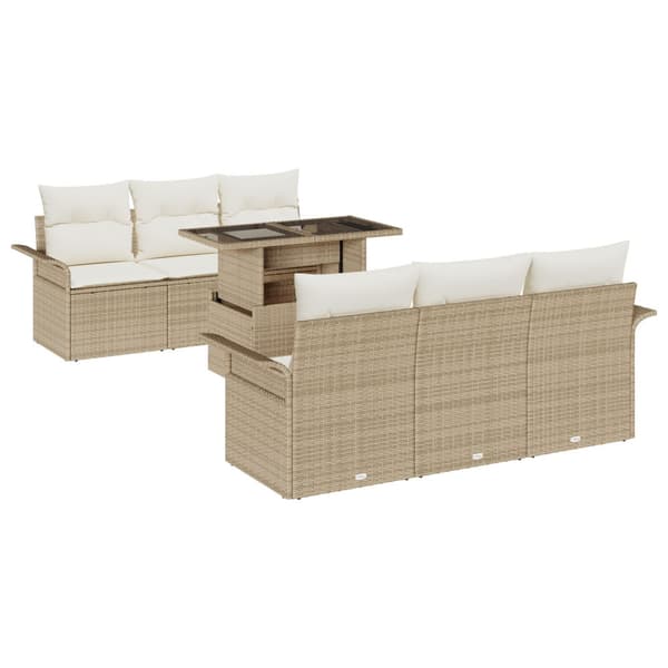 Trädgårdsoffset 7 st Beige konstrotting