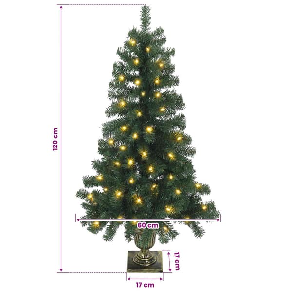 Mini julgran 120 cm 100 LED-lampor Varmvit PVC Grön
