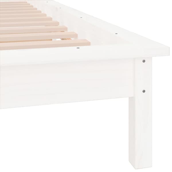 Sängram LED vit 90x190 cm massivt trä