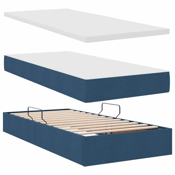 Förvaringssäng med madrass Blå 100 x 200 cm Polyester