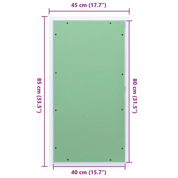 Åtkomstpanel Grön och Silver 45 x 85 cm Aluminium och gips