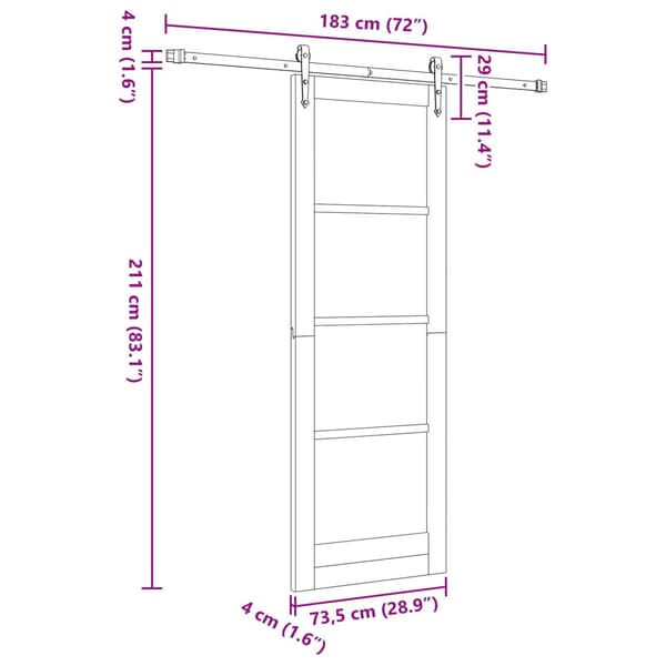 Skjutdörr ORKDAL 73,5 x 211 cm Konstruerat trä Vit
