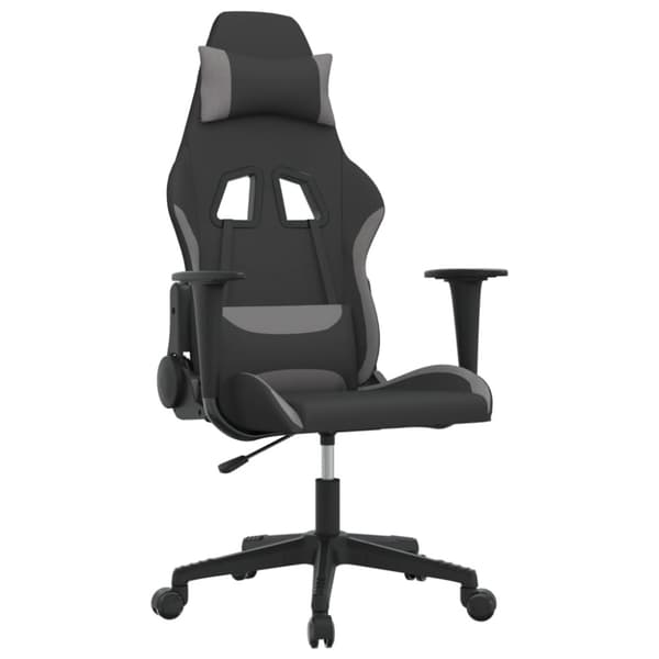 gamingstol svart och ljusgrå tyg