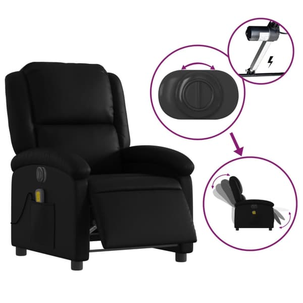 Elektrisk massagefåtölj svart konstläder