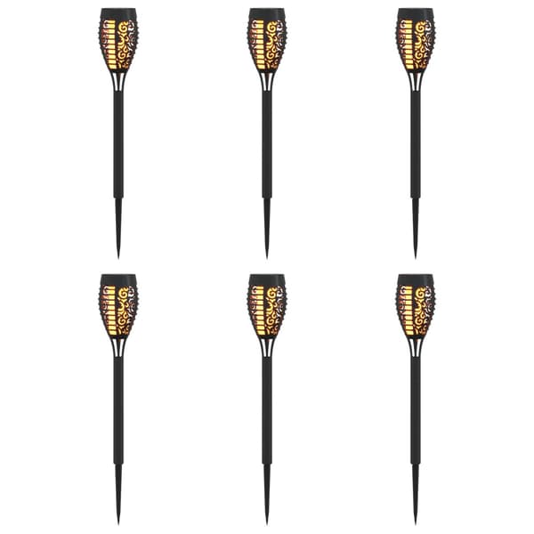 Utomhus solcellslampor med markspik 6 pcs Varmvit 47,5 cm ABS