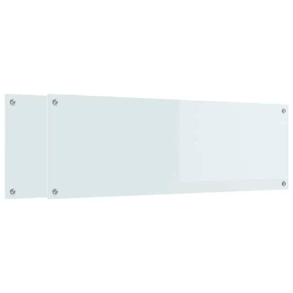 Köksskydd 2 pcs Vit 120 x 40 cm härdat glas