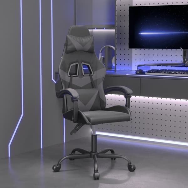 Gamingstol svart och grå konstläder