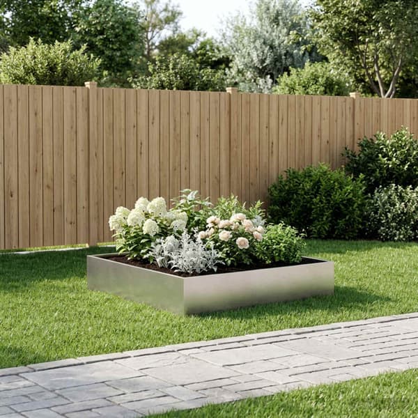 Trädgårdsplanterare Silver 100 x 100 x 20 cm Rostfritt stål
