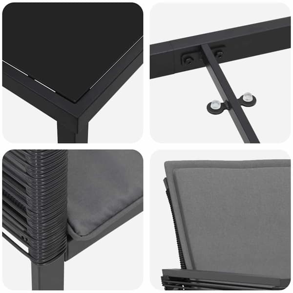 Trädgårdsmöbelset 7 pcs Svart Pulverlackerat stål