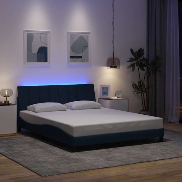 Bed Frame without Mattress "Hanko" Blue 160x200cm Fabric