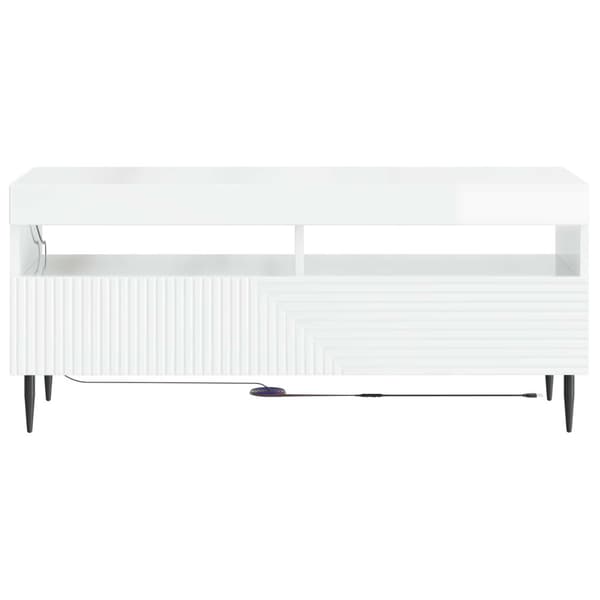 LED TV-skåp Vit högglans Konstruerat trä