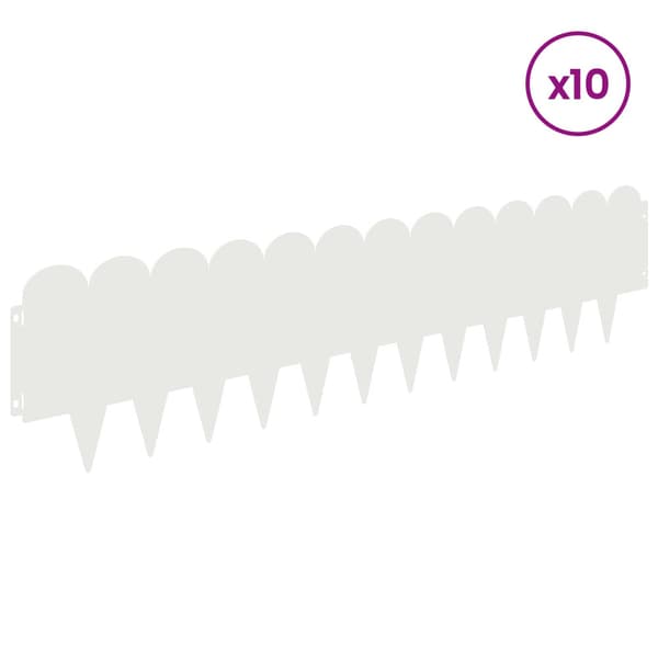 Kant för gräsmatta 10 pcs 103 x 25 cm Stål Vit