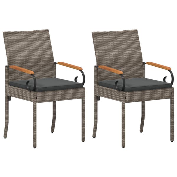 Trädgårdsstolar 2 pcs Grå och mörkgrå Poly Rattan och Akacia