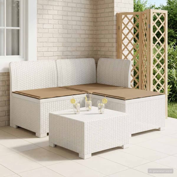 3-sits trädgårdsoffa med kuddar Rattan-look PP Vit