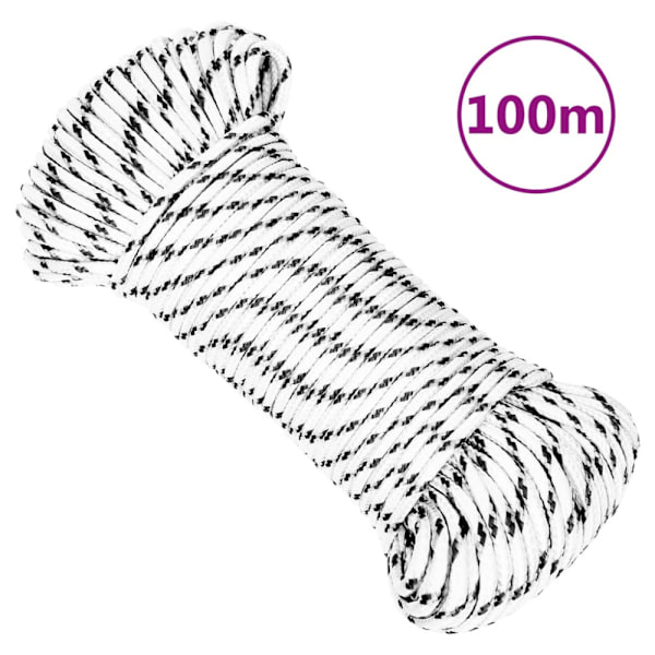 Båtlina flätad vit 4 mm x 100 m polyester