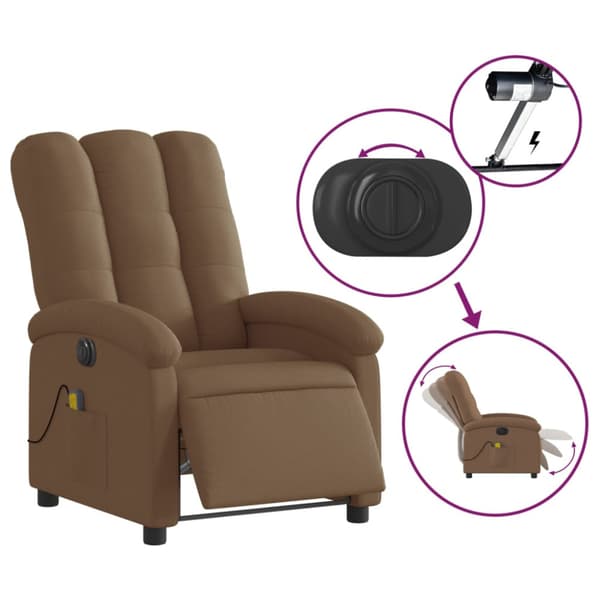 Elektrisk massagefåtölj brun tyg
