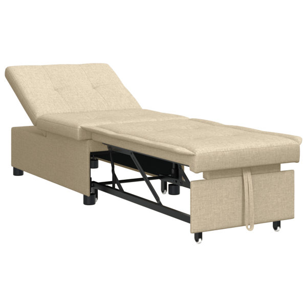 Pull Out Sofa Bed Kräm 194 x 50 x 82 cm tyg