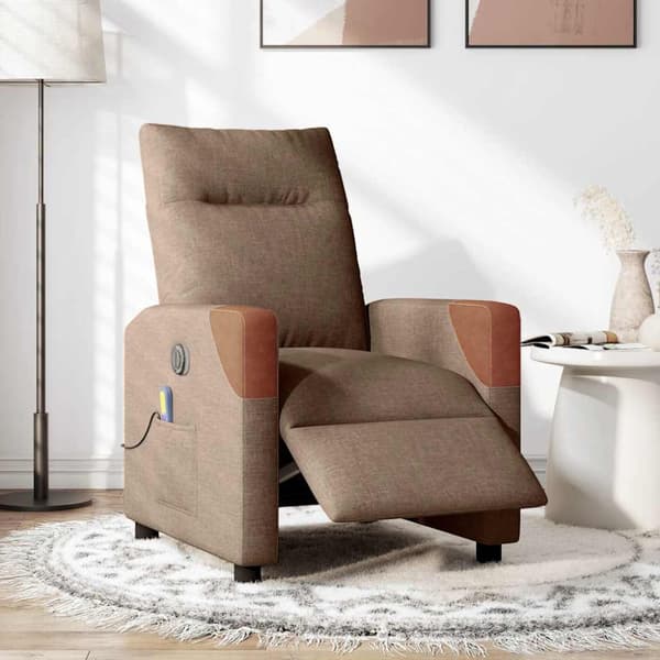Elektrisk massagefåtölj brun tyg