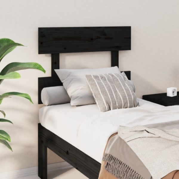 Sänggavel svart 78,5x3x81 cm massiv furu