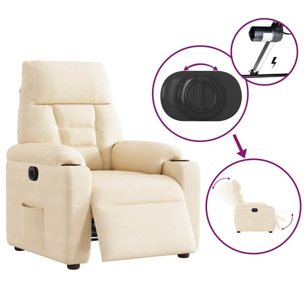 Elektrisk reclinerfåtölj beige mikrofibertyg