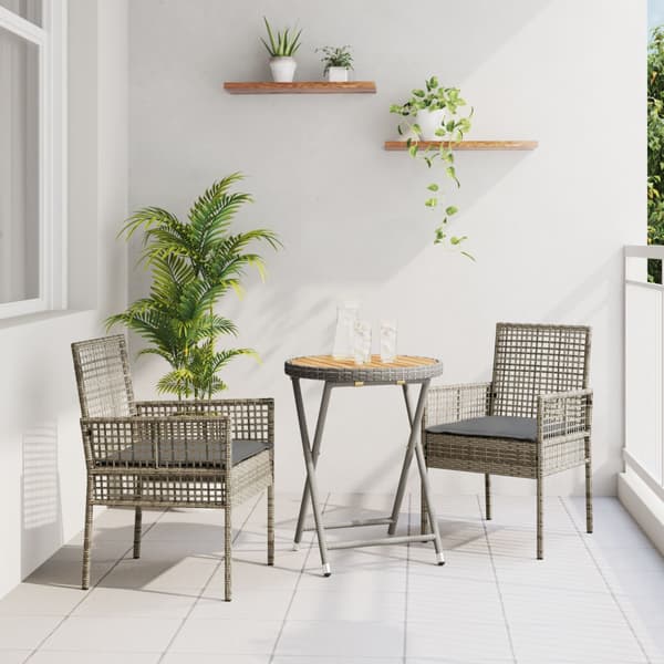 Trädgårds Bistro Set 3 pcs Grå konstrotting