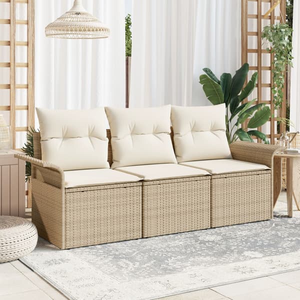 Soffset 3 st 3-Antal sittplatser Beige och gräddfärgad