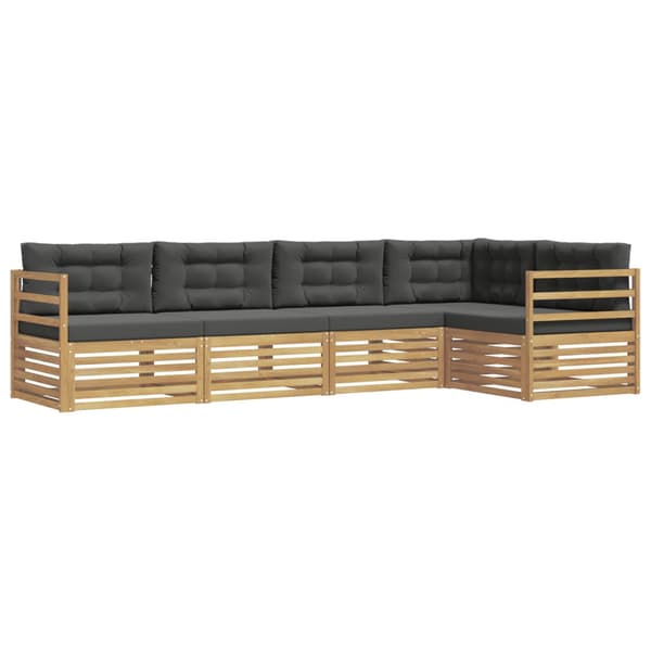 Utomhussoffset med kudde 5 pcs Vit och antracit Polyester