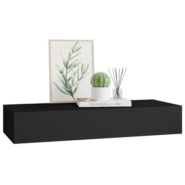 Väggmonterad låda svart 60x23,5x10 cm MDF
