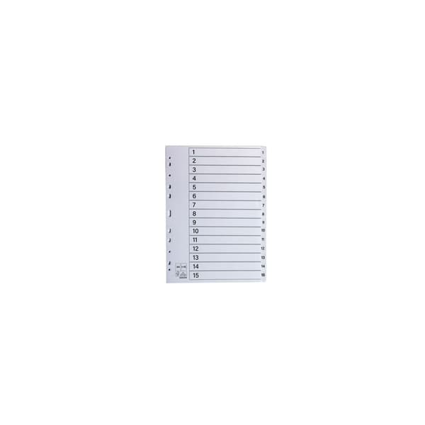 Register plastflik 1-15 vit 10/fp