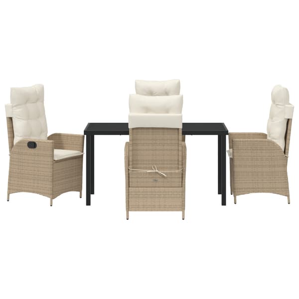 Trädgårdsmöbelset med kudde 5 pcs Beige konstrotting